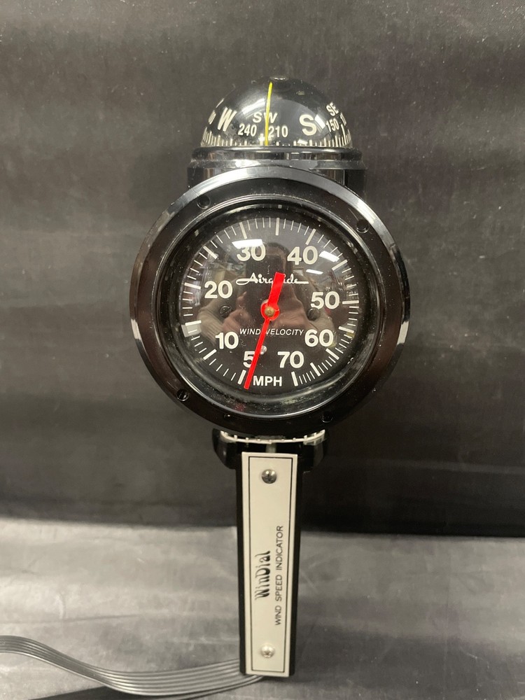 Vintage Airguide WinDial Speed Indicator & Compass- Nautical Tool Measures Wind