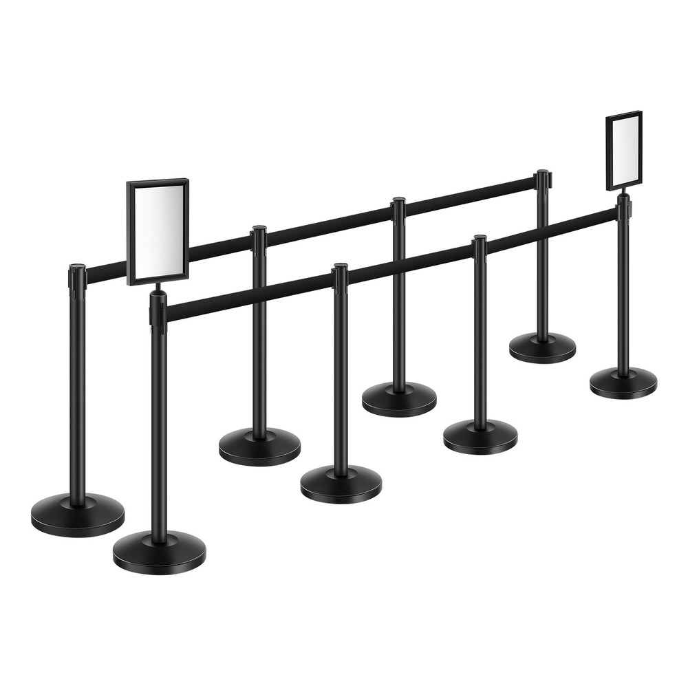 Uimoso 8Pcs Stanchion Post Crowd Control Queue Barrier 4 Retractable Belts