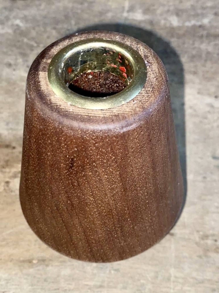 2 Walnut Taper Candle Holders Large & Medium