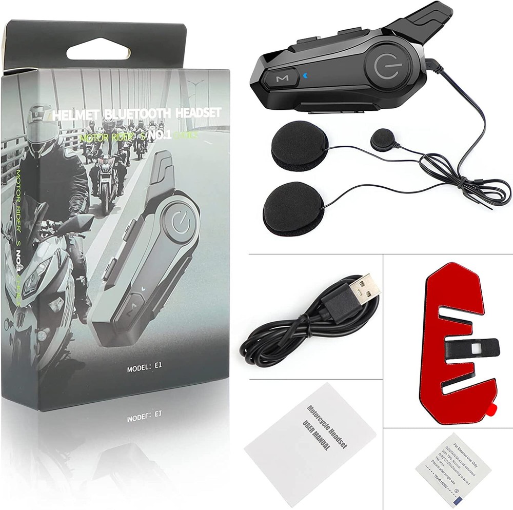 2Pcs Motorcycle Helmet Bluetooth Intercom Headset for front and back Rider
