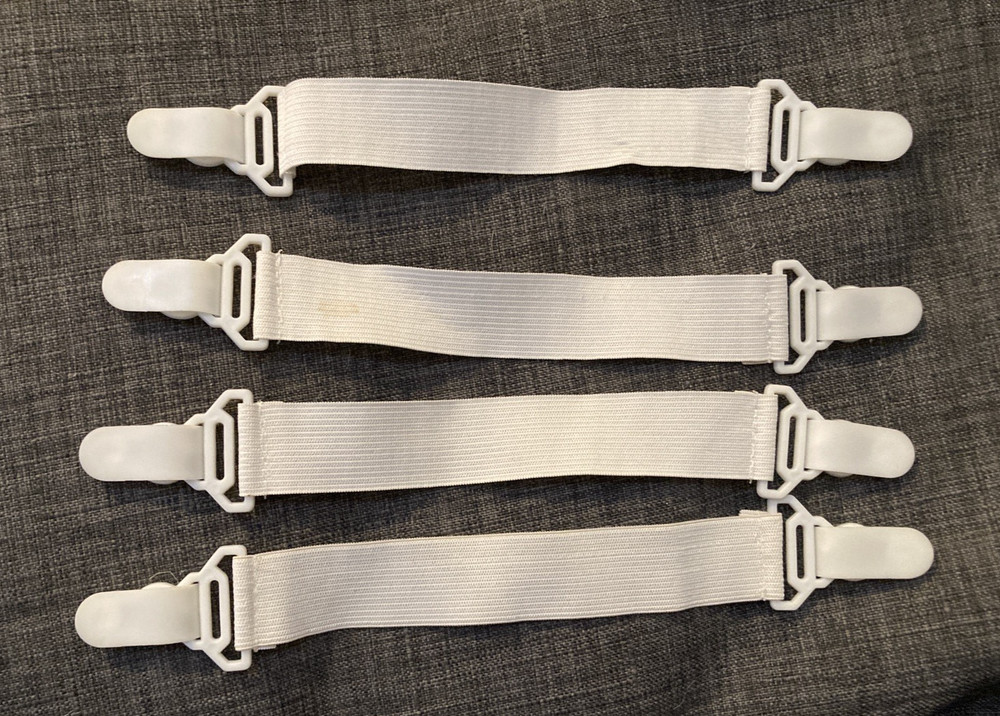 4 Elastic Bedsheet Fasteners, 6" White
