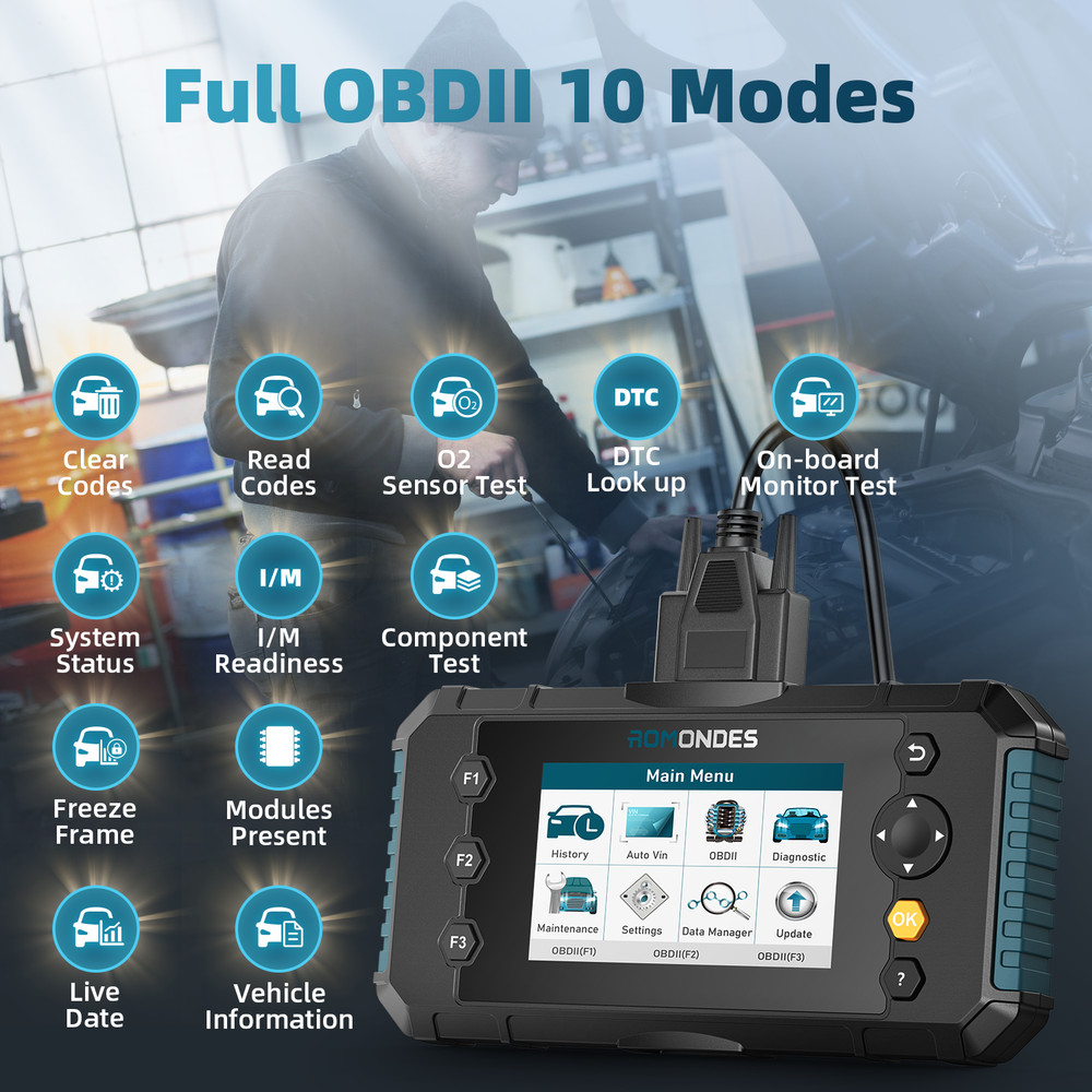 Romondes RD3000 OBD2 Scanner SRS ABS Engine System EPB OIL Reset Diagnostic Tool