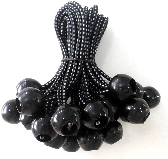 Kotap 9" Black Ball Bungee Cords 25-Pack | Durable, Elastic Tether for Tarps &