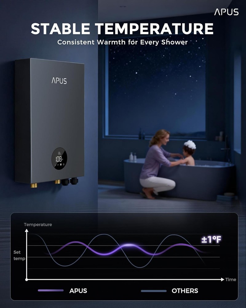 18kW Electric Tankless Water Heater, APUS 240V Instant On-Demand Hot Water Heate