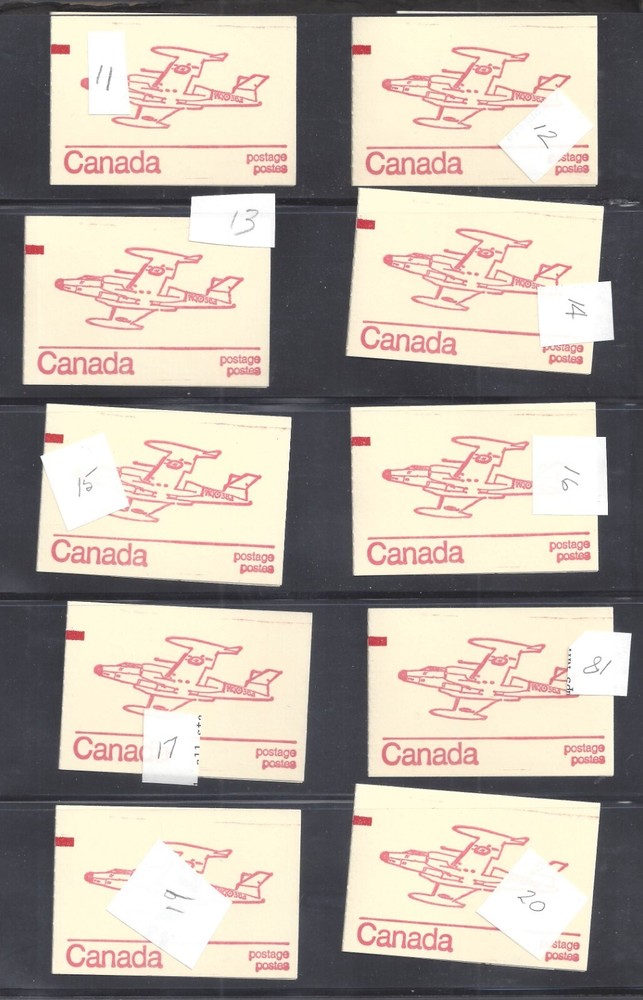 Canada # BOOKLET 74A STUDY GROUP OF PRINT ERRORS 34 DIFFERENT BOOKLETS BS30518