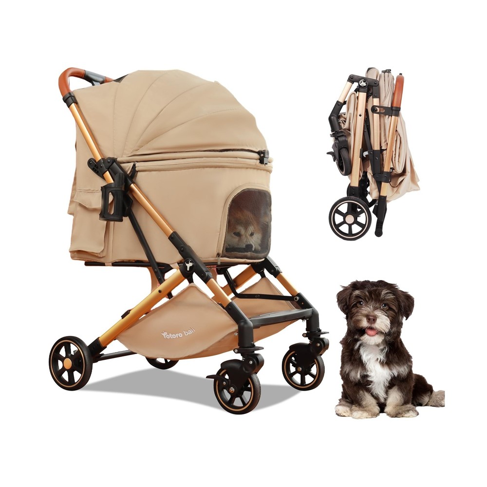 Pet Stroller with One-Click Folding & Storage Basket, for Small and... Fast Ship