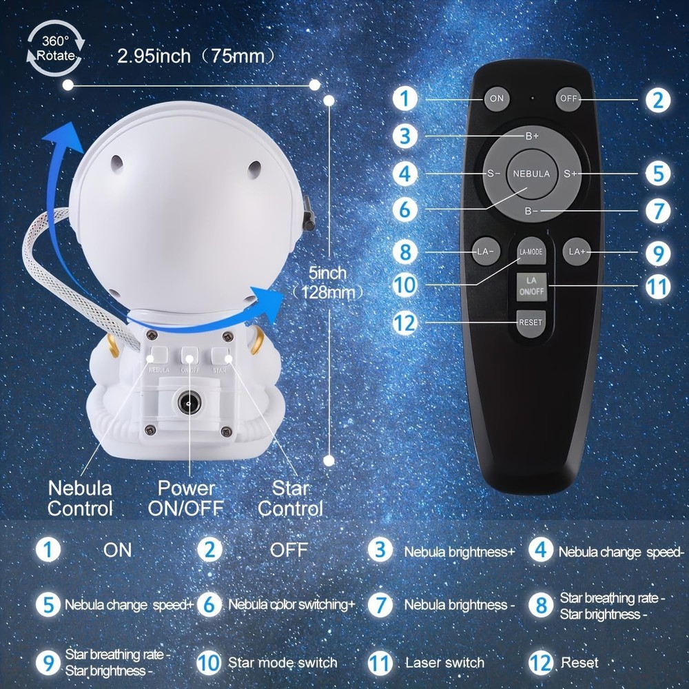 Astronaut Star Projector, Projector Galaxy Light for small, White Guitar