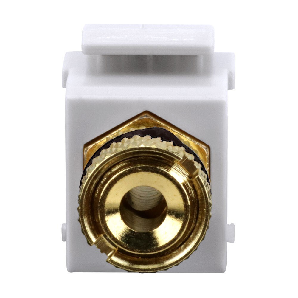 Gold-Plated Speaker Binding Post Keystone Insert (White, Black Band)