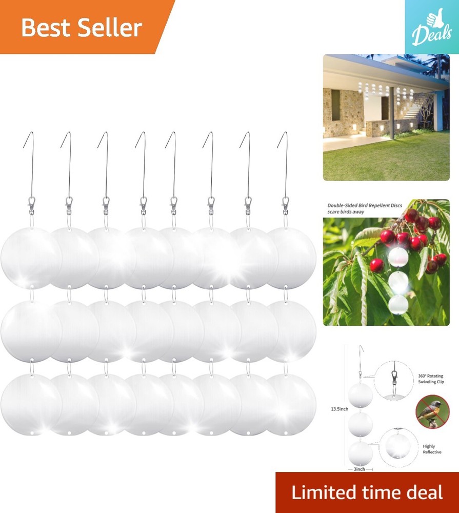 Durable Bird Reflectors - 24 Double-Sided Discs for Effective Deterrence