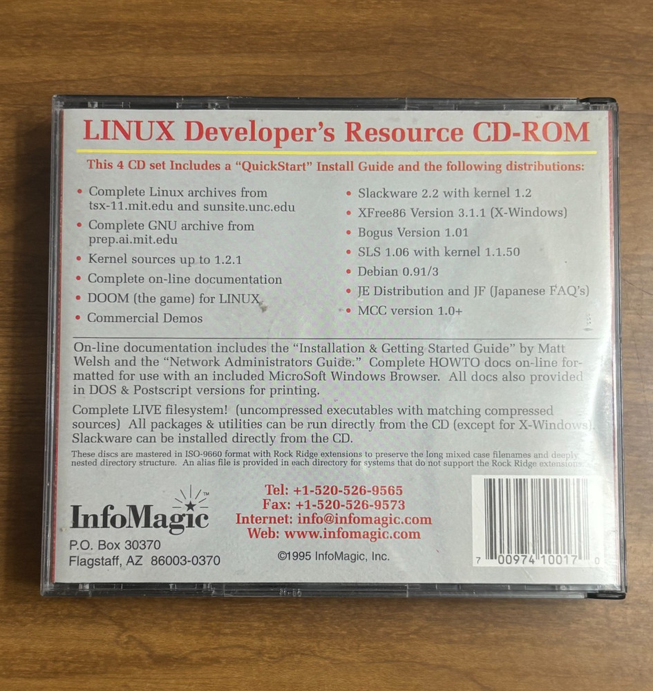 Linux Developer's Resource (4-CD ROM Set, 1995) Microsoft Windows