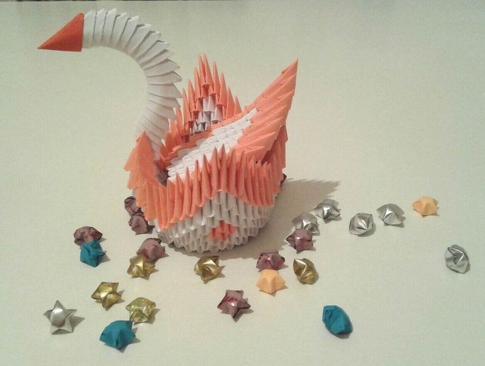 MINI 3D origami swan with a separate back