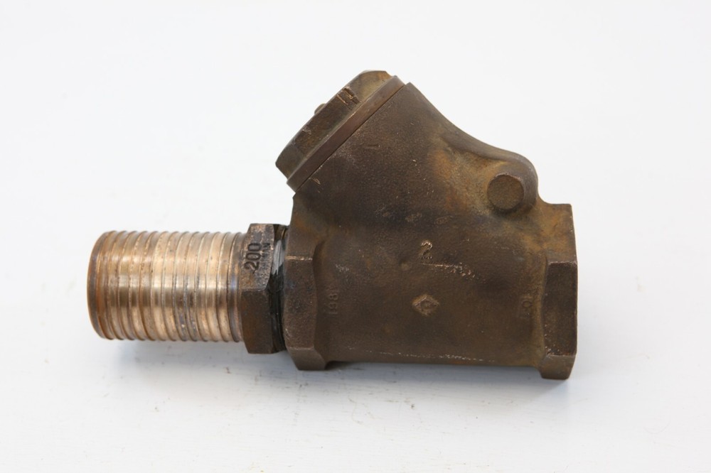 Crane 2" Bronze Swing Check Valve Y Pattern 150S 300CWP w/ Male Barbed Adapter