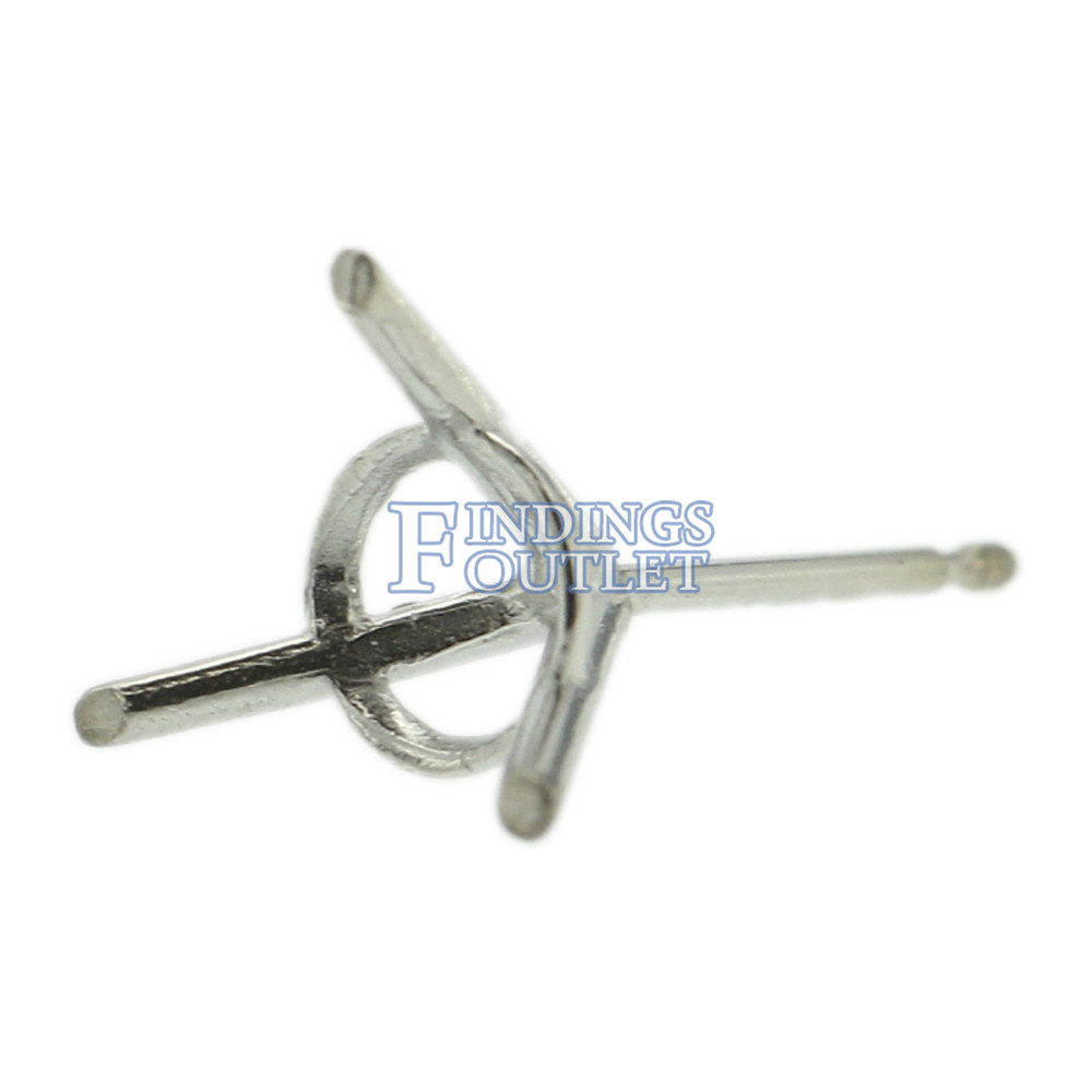 14k White Gold Round Martini Stud Earring Mounting Setting Push Back Post