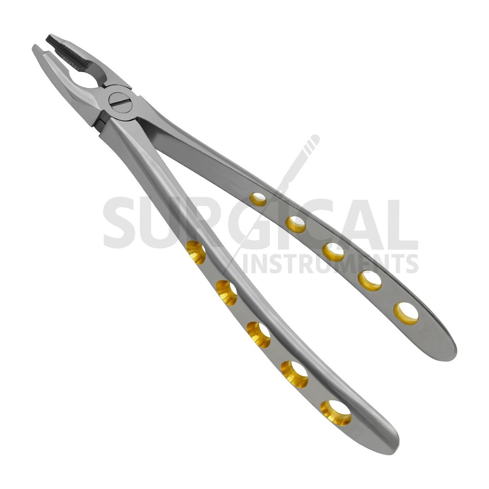 Heavy Duty Extraction Forceps #F3 Gold Hollow Python Grip Handle German Grade