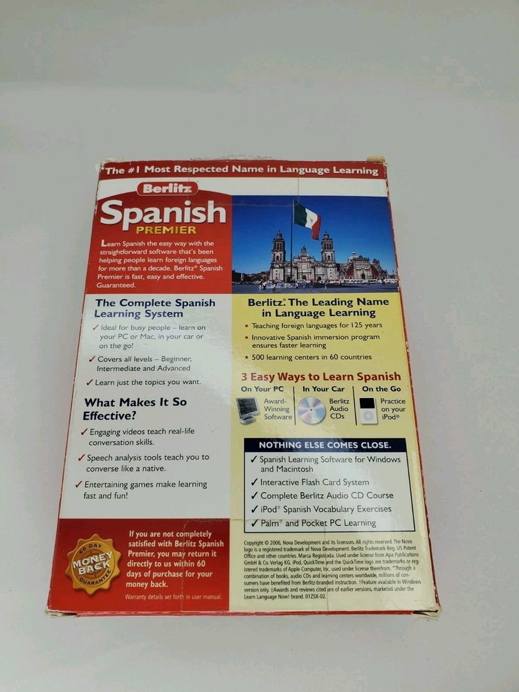 BERLITZ Spanish Premier Language Learning Software 8-Disc Set For Windows & Mac