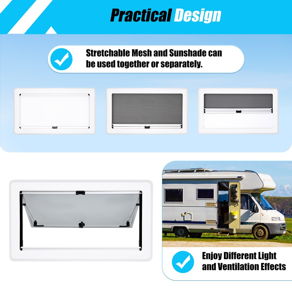 RV Caravan Extrapolated Ventilation Hinged Push Out Window Double Glazed Hatch