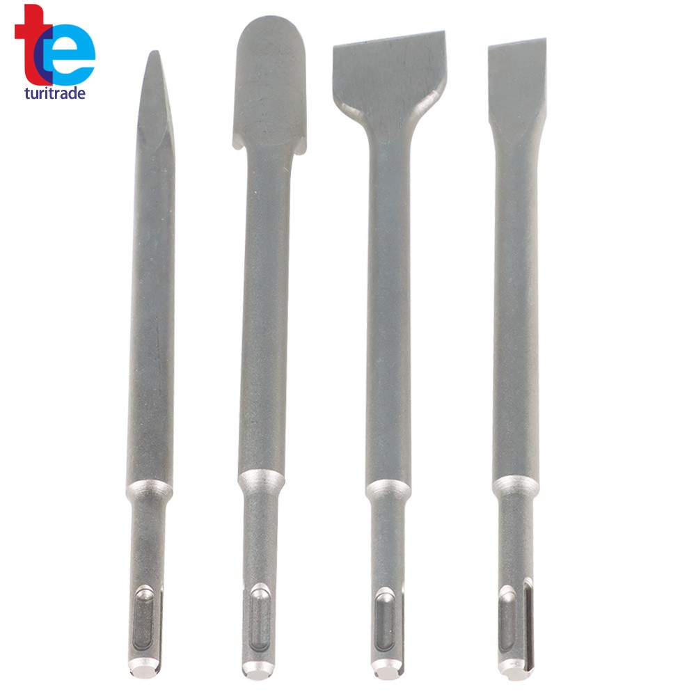 4 Pcs SDS Plus Chisel Bits High Quality Flat Chisel Grooving Chisel Point Chisel