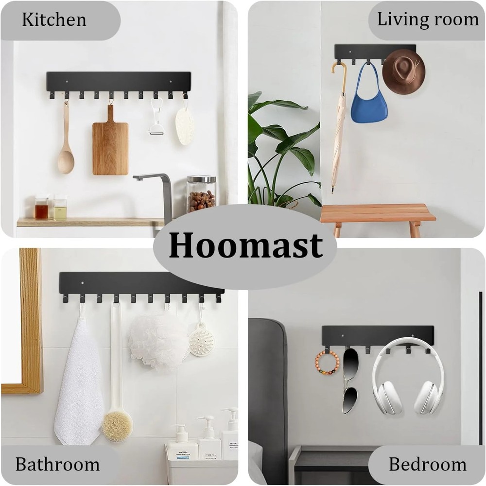 Key Holder Wall Mount with 6 Hooks - Key Rack Organizer for Entryway, Kitchen &