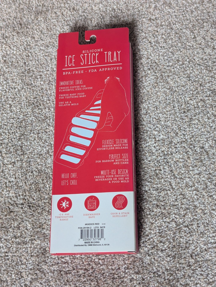Krumbs Kitchen Essentials 2 Pack Ice Stick Trays Red Silicone New
