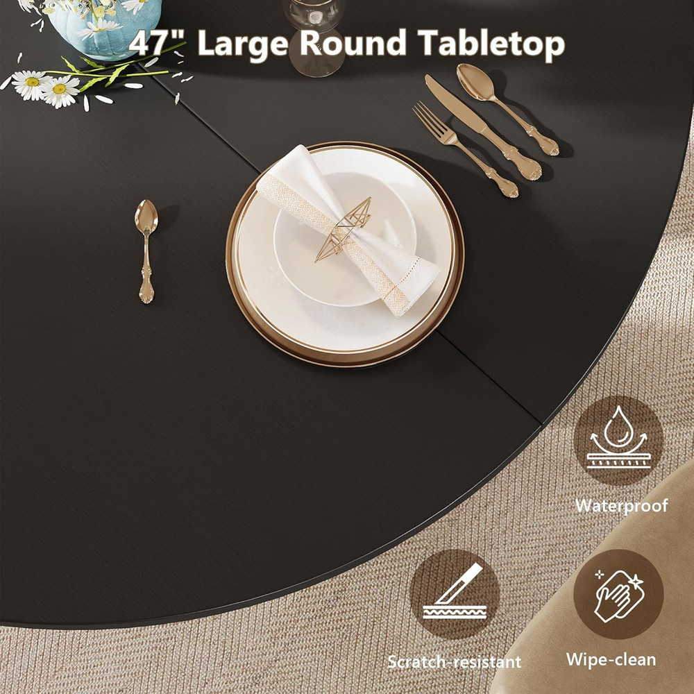 Einhomn round Dining Table for 4-6, Kitchen Table with Sturdy Double Arc & Round