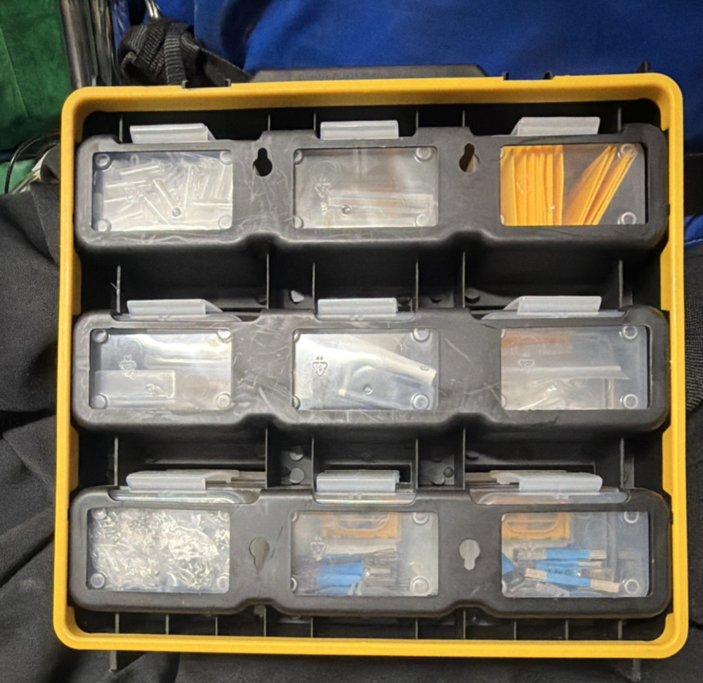 Plastic Tool Organizer Compartment Box Black Yellow Clear with Handle & Strap