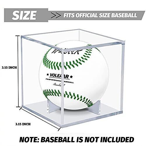 Baseball Display Case 4 Pack UV Protected Acrylic Square Baseball Holder Clear