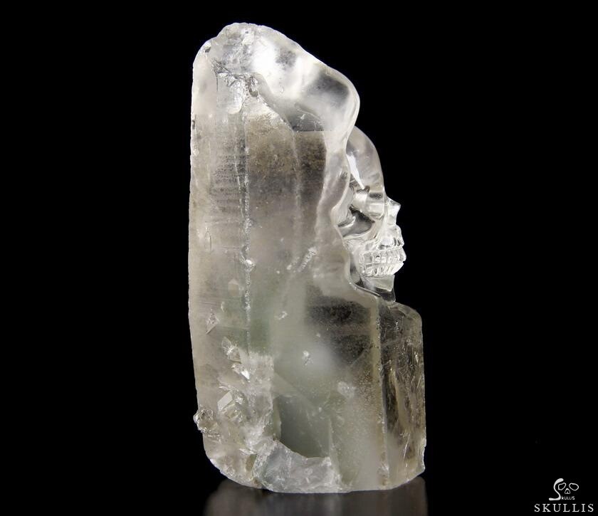 3.5" Phantom Quartz Rock Carved Crystal Skull