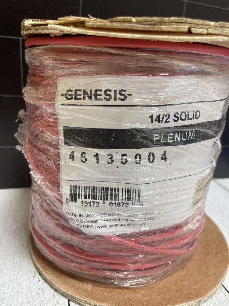 Genesis 14/2 14-AWG 2 Solid Conductors Solid Plenum 500’ Red 45135004