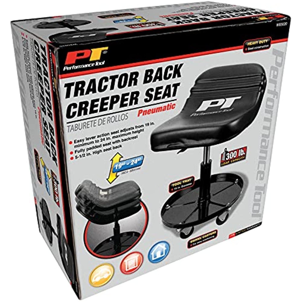 Performance Tool W85020 Tractor Creeper Rolling Work Seat with Storage Tray for