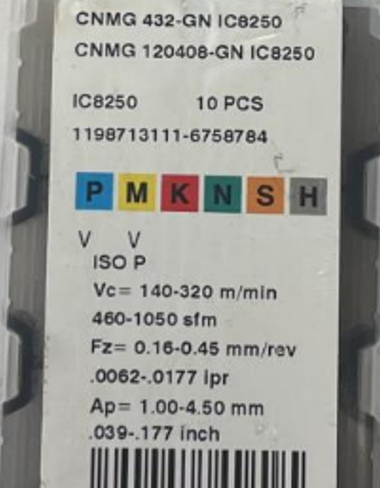 10  PCS  ORIGINAL  INSERTS       CNMG 120408-GN IC8250