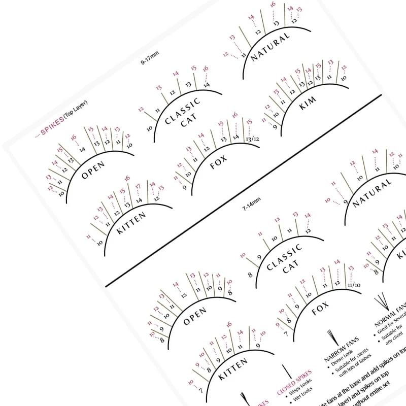 Lash Mapping Chart for Eyelash Extension Training - Beginner Practice Kit