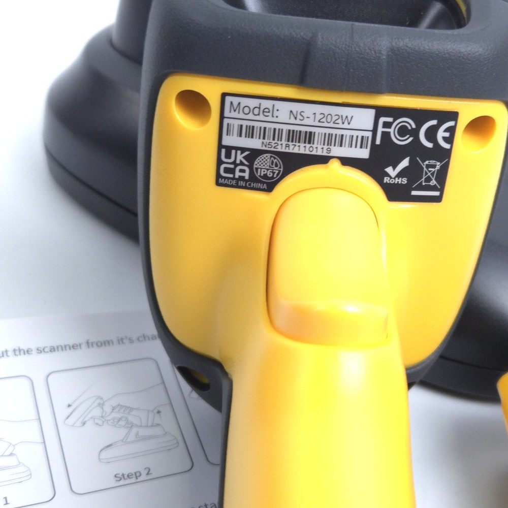 NetumScan NS-1202W Yellow Wireless Barcode Scanner With Charging Cradle