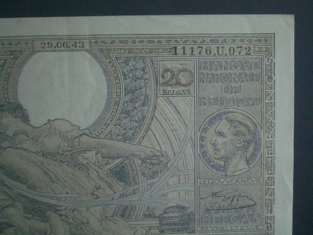 ** Rare 1943 100 Francs Belgium 'NEF' Banknote***