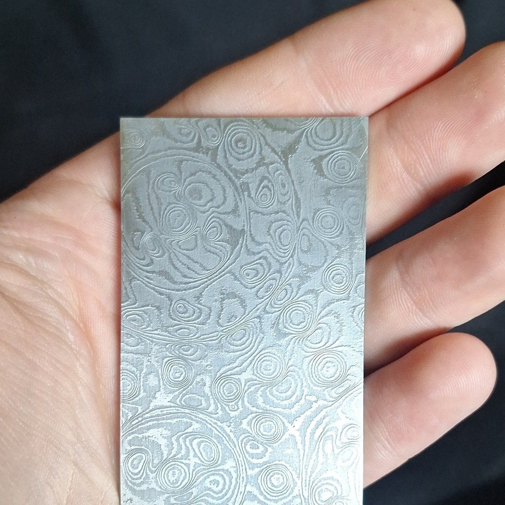 Damascus Steel Knife Blade Blank with Pattern, Silver, Knife Making Supply