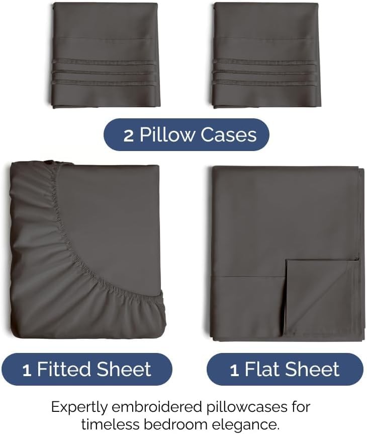 Queen Size 4 Piece Sheet Set - Comfy Breathable Cooling Bed Sheets Set - Hot...