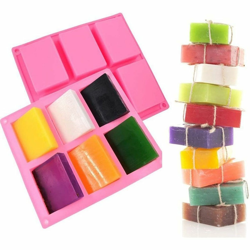 6 Cavity Rectangle Silicone Soap Making Molds DIY Mold Cake Bakeware Mould Tool