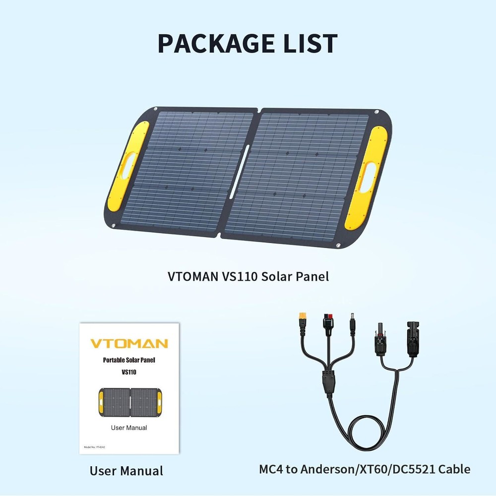 VTOMAN 110W/200W/400W Portable Solar Panel 23% Efficiency Foldable Solar Panel