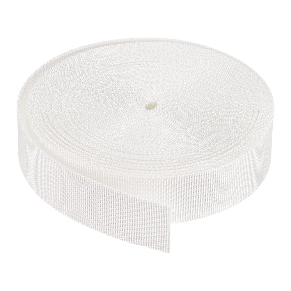 Flat Nylon Webbing Strap 1 Inch 10 Yards White for Backpack, Luggage-rack