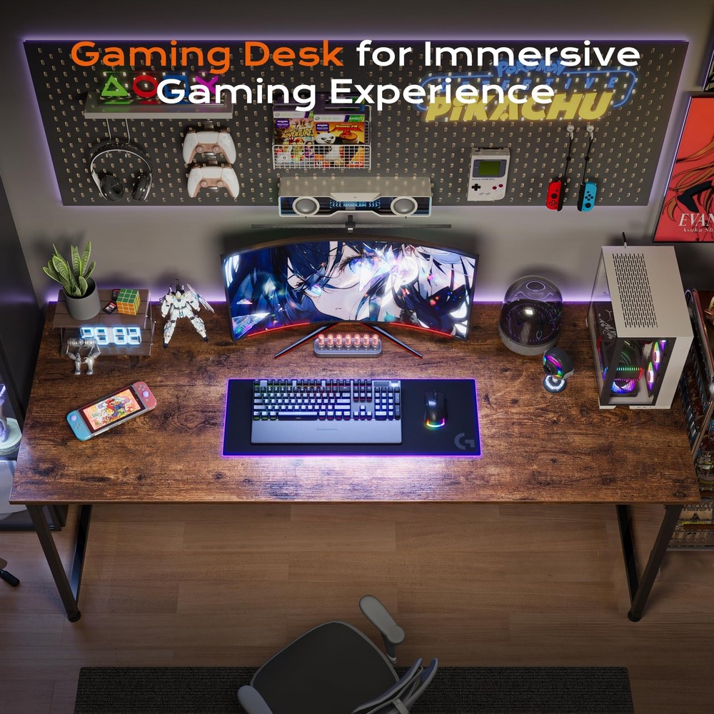 55 X 24 Inch Computer Desk with Deeper Desktop, Gaming Office Writing Work De...