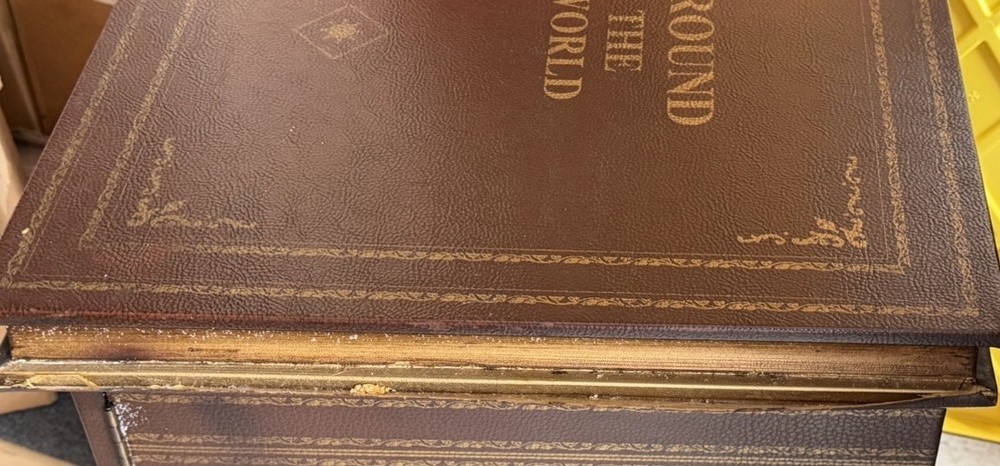 Regency Style Leather Faux Book Stack Side Table