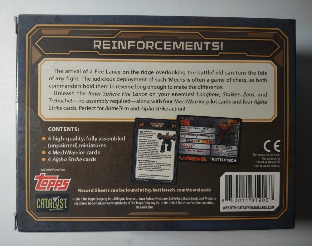 Catalyst Battletech 35731 Inner Sphere FIRE LANCE New Box 4 miniatures