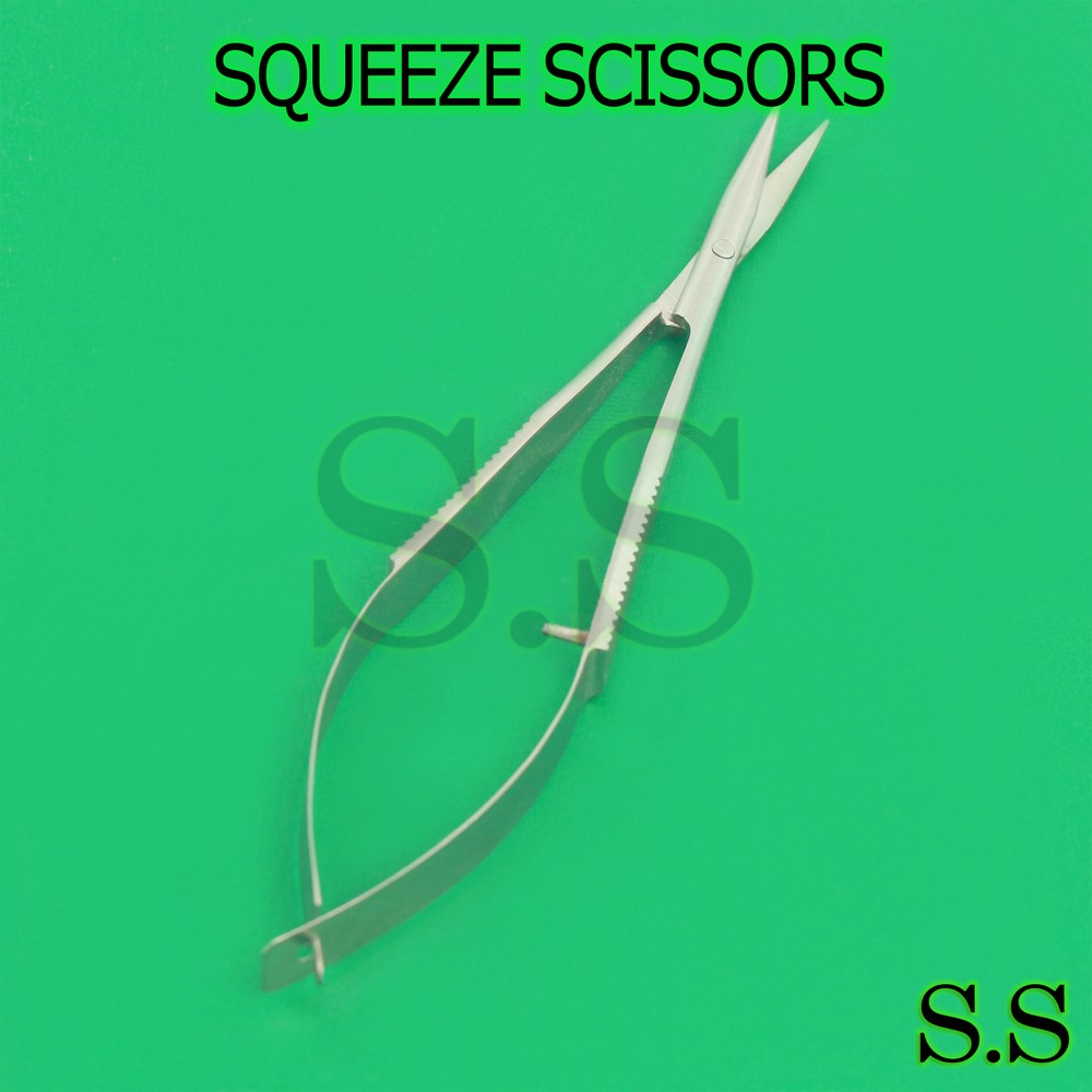 4" spring SQUEEZE Scissors STRAIGHT embroidery