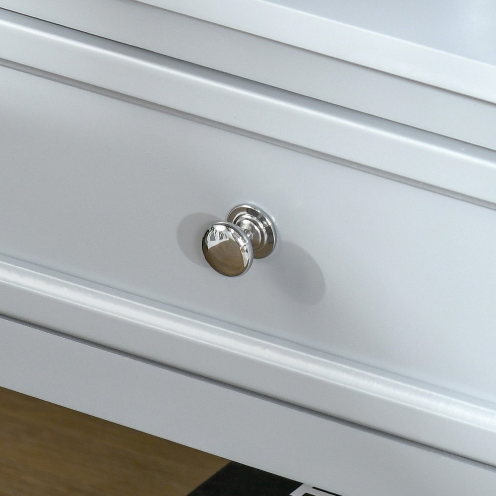 Accent End Table with Grey Tabletop, and Storage Drawer, Grey