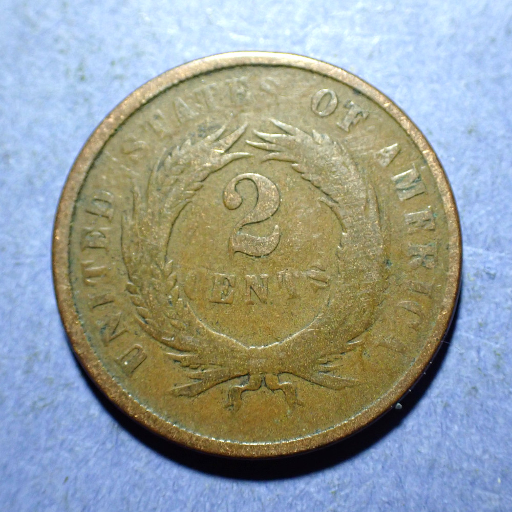 1865 Plain 5 Two Cent Good