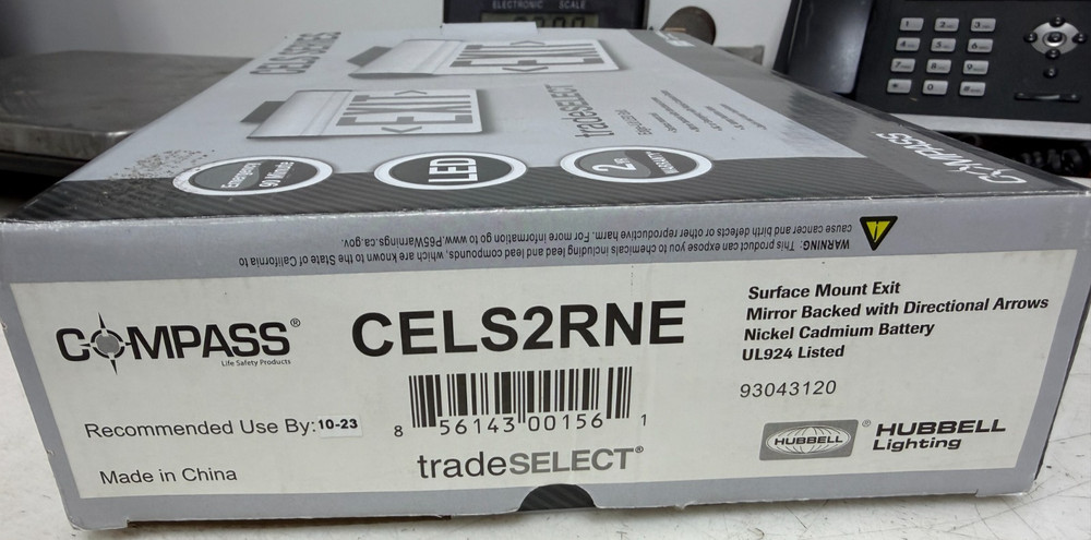 👀NEW HUBBELL LIGHTING / COMPASS EDGE-LIT LED EXIT SIGN CELS2RNE