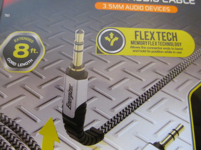 Energizer Rugged Nylon Braided Auxiliary Audio Cable for 3.5mm Devices, FlexTech
