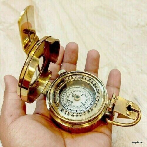 Nautical Solid Brass Compass British Military III Prismatic Pocket Handmade Gift