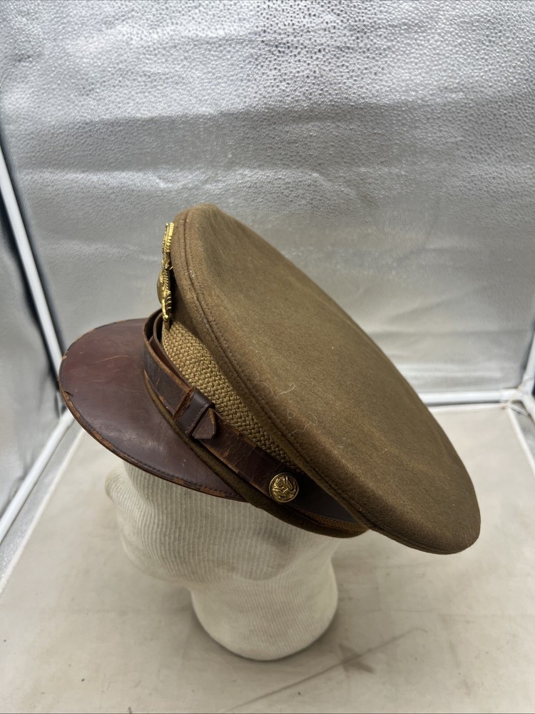 WW2 US Army Officer Visor Hat OD Size 7 (RF