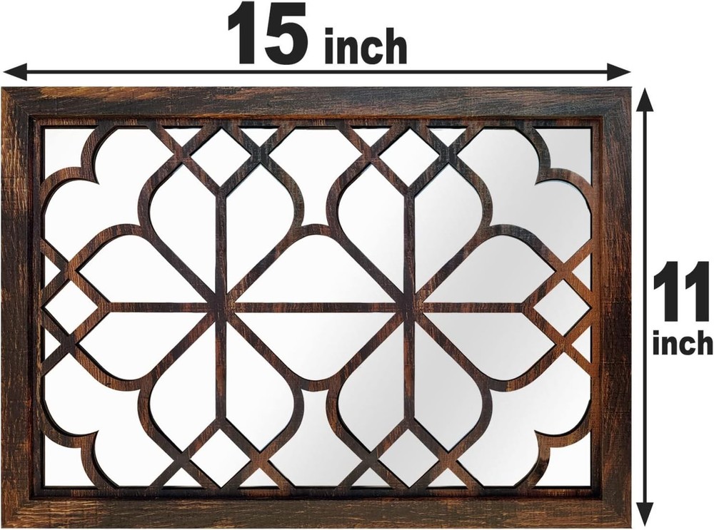 Set of 2 Rectangular Wall Mirror,Gorgeous Rustic Farmhouse Accent Mirror,Caramel