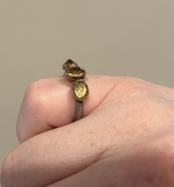 Yellow Citrine 3 Stone Ring